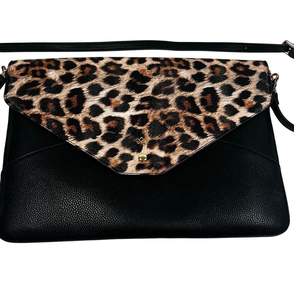 Piper Noble Large Leopard Messenger Envelope Vegan Crossbody Clutch Bag 10 x 15